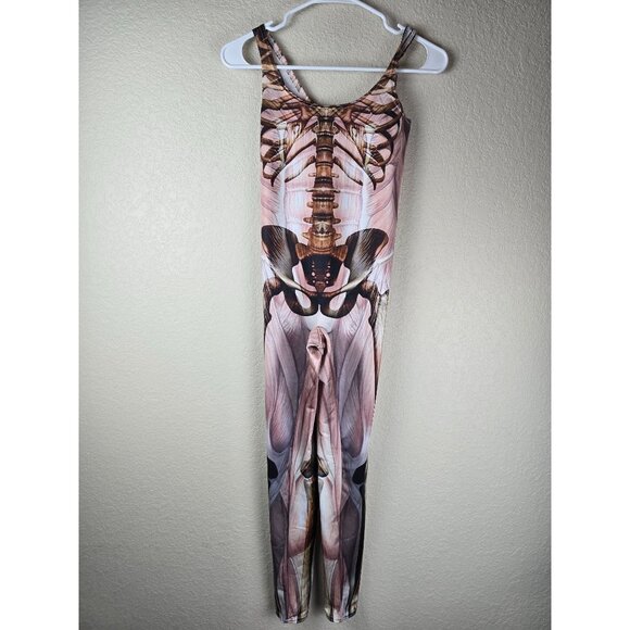 BlackMilk Skeleton Anatomy Print Catsuit M Halloween Fitness Instructor RARE - Picture 3 of 9